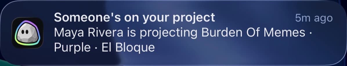 Someone’s on your project notification for Burden Of Memes